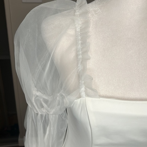 Amanda Uprichard Revolve Puff Sleeve Tia Dress in Ivory New Size XS Bridal - Picture 9 of 16